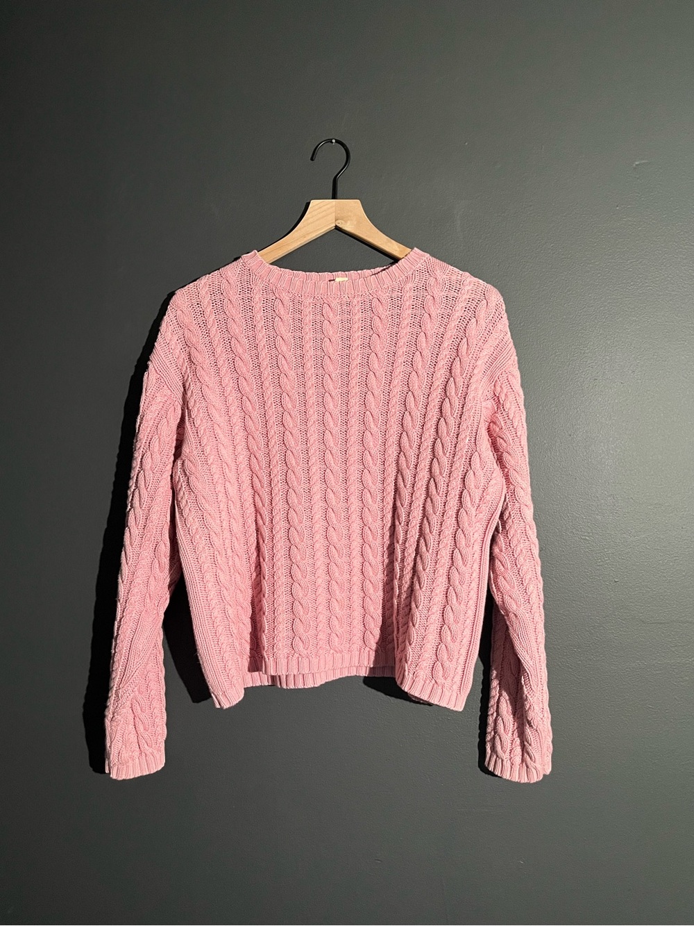 Vintage Eddie Bauer Pink Cable Knit Sweater 100% Cotton - Size S